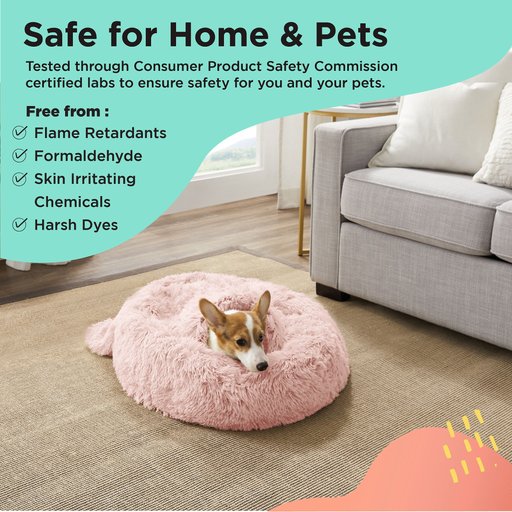Best Friends by Sheri The Original Calming Donut Cat & Dog Bed & Throw Blanket, Cotton Candy, Small