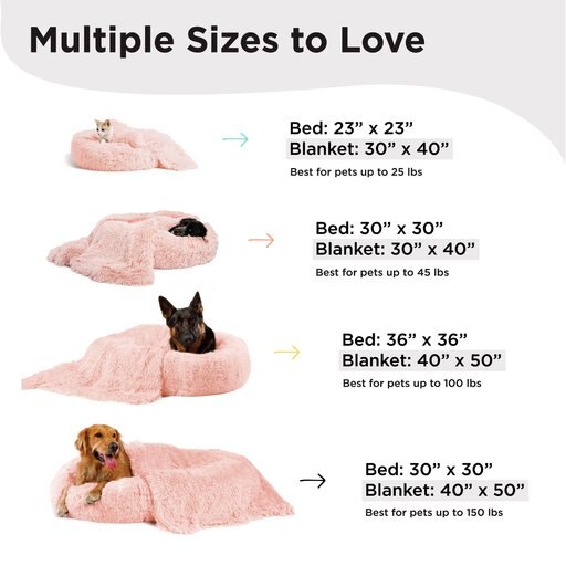 Best Friends by Sheri The Original Calming Donut Cat & Dog Bed & Throw Blanket, Cotton Candy, Small