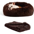 Best Friends by Sheri The Original Calming Donut Cat & Dog Bed & Throw Blanket, Dark Chocolate, Small