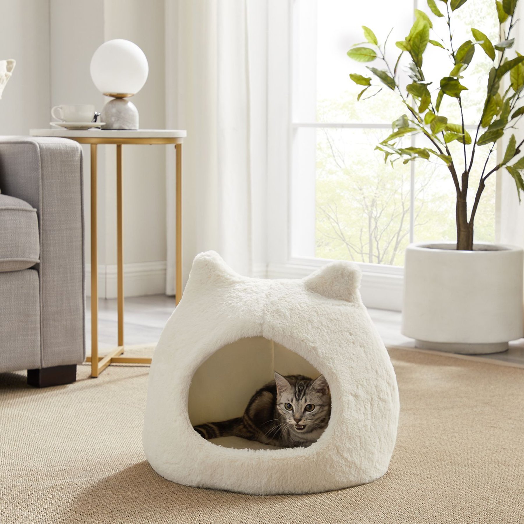 Best Friends by Sheri Novelty Hut Covered Cat & Dog Bed, Lamb