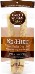 Earth Animal No-Hide Large Rolls Long Lasting Natural Rawhide Alternative Venison Recipe Chew Dog Treats, 2 count