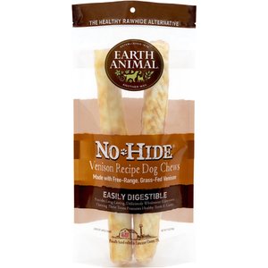 Earth Animal No-Hide Grass-Fed Venison Large Natural Rawhide Alternative Dog Chews, 2 count