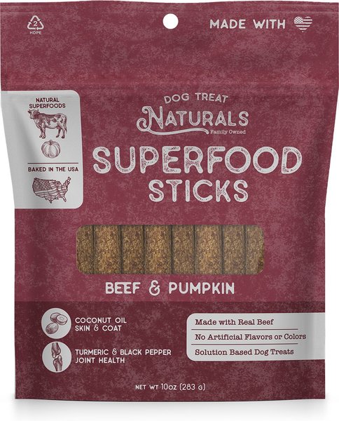 Dog Treat Naturals Beef & Pumpkin Superfood Fresh All Stages Natural Chews Sticks Treats, 10-oz bag slide 1 of 6