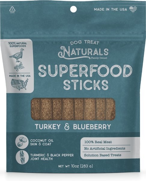 Dog Treat Naturals Turkey & Blueberry Superfood Fresh All Stages Natural Chew Stick Dog Treats, 10-oz bag slide 1 of 2