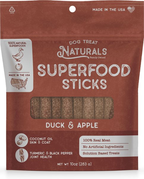 Dog Treat Naturals Duck & Apple Superfood Fresh All Stages Natural Chew Stick Dog Treats, 10-oz bag  slide 1 of 6