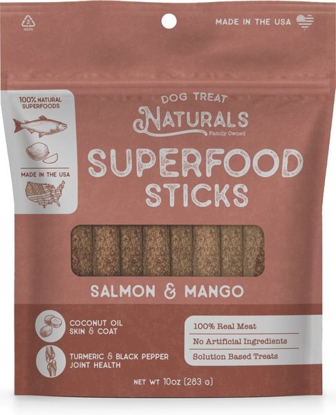 Dog Treat Naturals Salmon & Mango Superfood Fresh All Stages Natural Chew Stick Dog Treats, 10-oz bag slide 1 of 2