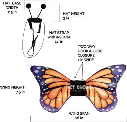 Show full view: Pet Krewe Monarch Butterfly Orange Wings Dog Costume, One Size slide 6 of 8