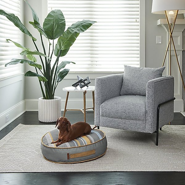 Bark and Slumber Gracie Grey Stripe Small Round Lounger Dog Bed slide 1 of 9