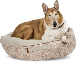 Bark and Slumber Round Cloud Bolster Dog Bed with Removable Cover, Roll Over Rust, Large 