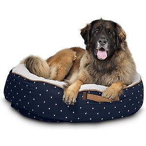 Bark and Slumber Round Cloud Bolster Dog Bed with Removable Cover, Toby Triangles Black, X-Large 