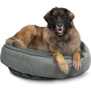 Bark and Slumber Round Cloud Bolster Dog Bed with Removable Cover, Good Boy Grey, X-Large