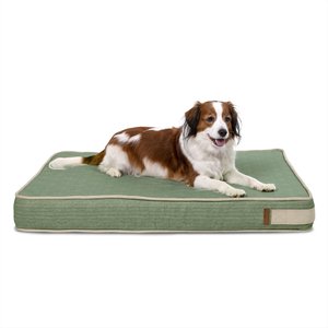 Bark & Slumber Foam Lounger Rectangular Pillow Dog Bed w/ Removable Cover, Ollie Green, Medium