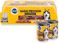 Pedigree High Protein Chopped Beef & Bison Flavor & Chopped Chicken & Duck Flavor Adult Canned Soft Wet Dog Food Variety Pack, 13.2-oz can, case of 12
