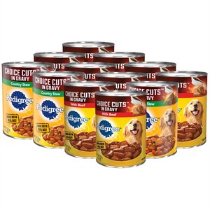 Pedigree Choice Cuts In Gravy Beef & Country Stew Canned Soft Wet Dog Food Variety Pack, 13.2-oz can, case of 12