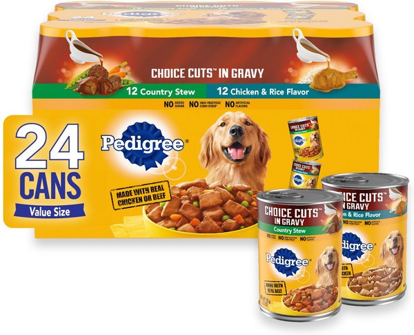 Pedigree Choice Cuts in Gravy Country Stew & Chicken & Rice Flavor Adult Canned Wet Dog Food Variety Pack, 13.2 oz, case of 24 slide 1 of 10