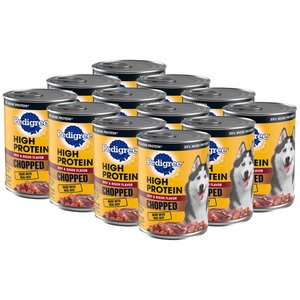 Pedigree High Protein Adult Canned Soft Wet Dog Food, Chopped Beef & Bison Flavor, 13.2-oz can, case of 12