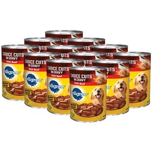 Pedigree Choice Cuts In Gravy Canned Soft Wet Dog Food, with Beef, 13.2-oz. cans