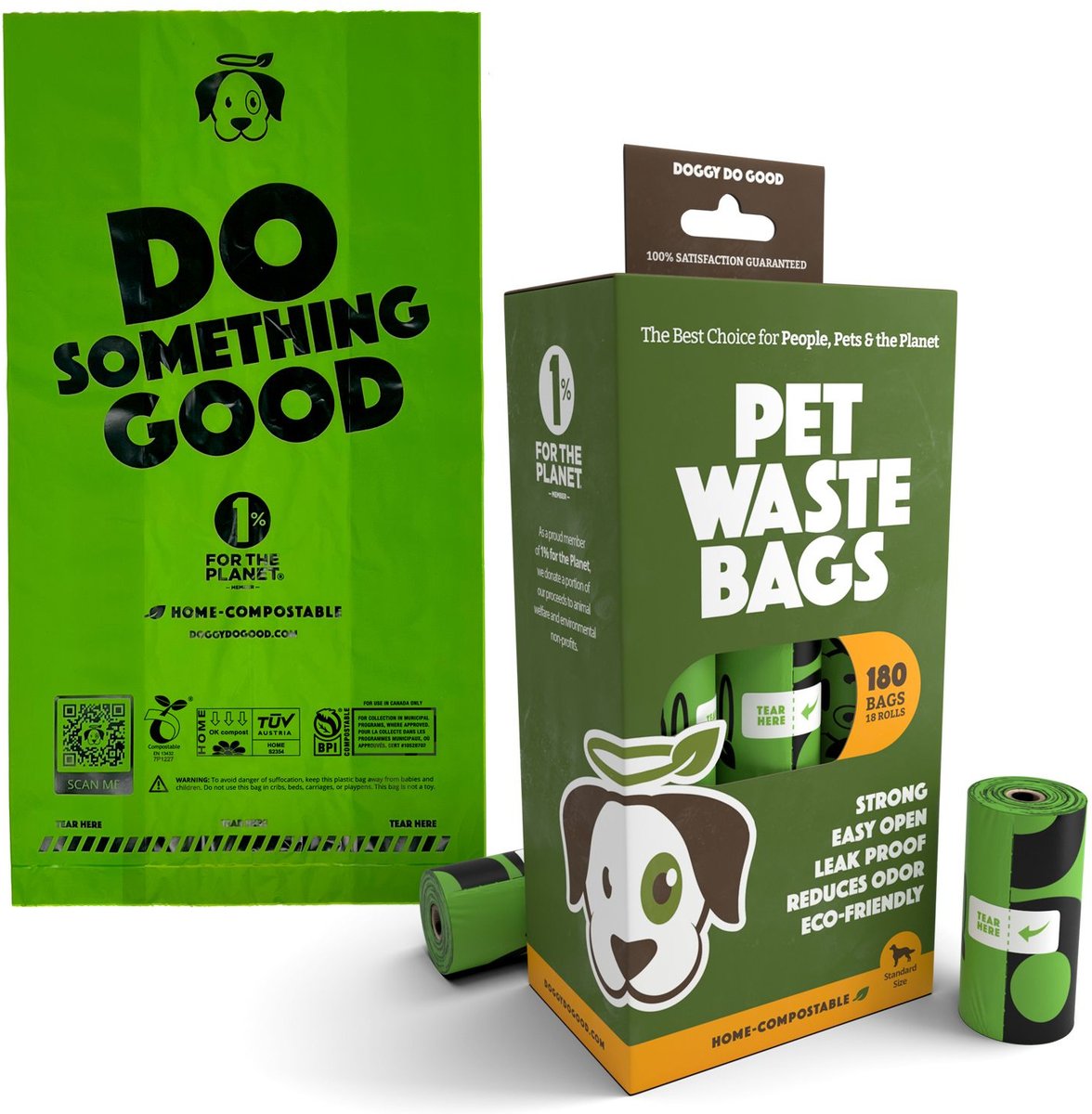 Doggy Do Good Certified Home Compostable Premium Dog & Cat Waste Bags - On a Single Roll, 200 count