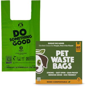 Doggy Do Good Certified Home Compostable Premium Dog & Cat Waste Bags - Handle Bags, 60 count