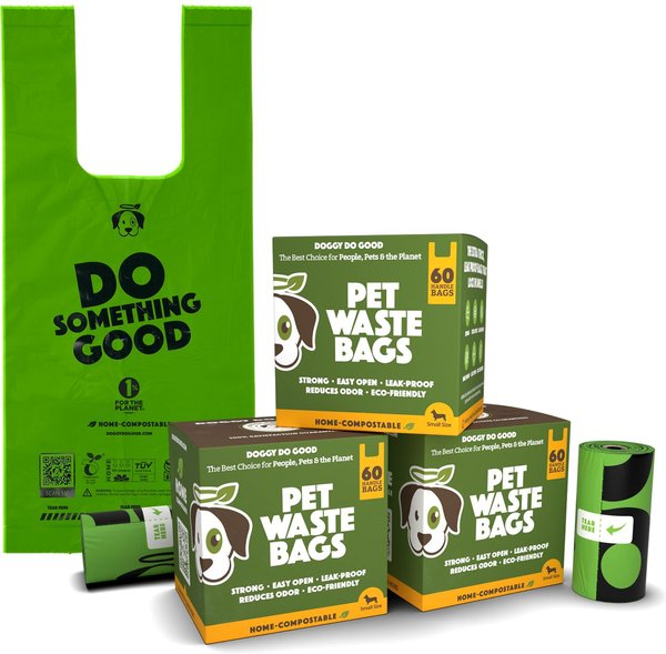 Doggy Do Good Certified Compostable Premium Dog & Cat Waste Bags, Small Handle Bags - On Rolls, 180 count slide 1 of 8