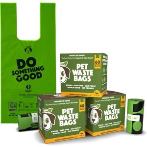 Doggy Do Good Certified Home Compostable Premium Dog & Cat Waste Bags, Small Handle Bags - On Rolls, 180 count