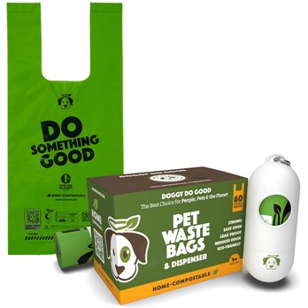 Doggy Do Good Certified Compostable Premium Dog Waste Bags, Small Handle Bags - On Rolls + Dispenser