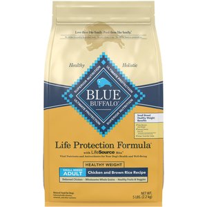 Blue Buffalo Life Protection Formula Small Breed Healthy Weight Adult Chicken & Brown Rice Recipe Dry Dog Food, 5-lb bag