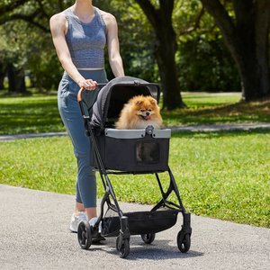 Frisco Modern No-Zip, Collapsible Cat & Dog Stroller, Black