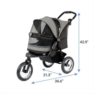 Show full view: Frisco No-Zip, Collapsible Cat & Dog Jogger Stroller, Grey slide 2 of 9