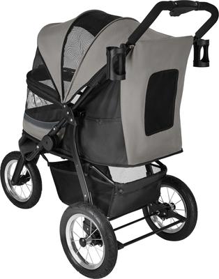 Show full view: Frisco No-Zip, Collapsible Cat & Dog Jogger Stroller, Grey slide 3 of 9