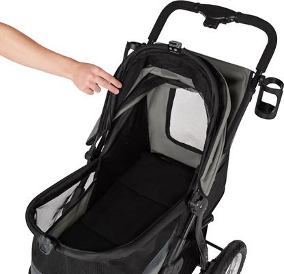 Show full view: Frisco No-Zip, Collapsible Cat & Dog Jogger Stroller, Grey slide 5 of 9