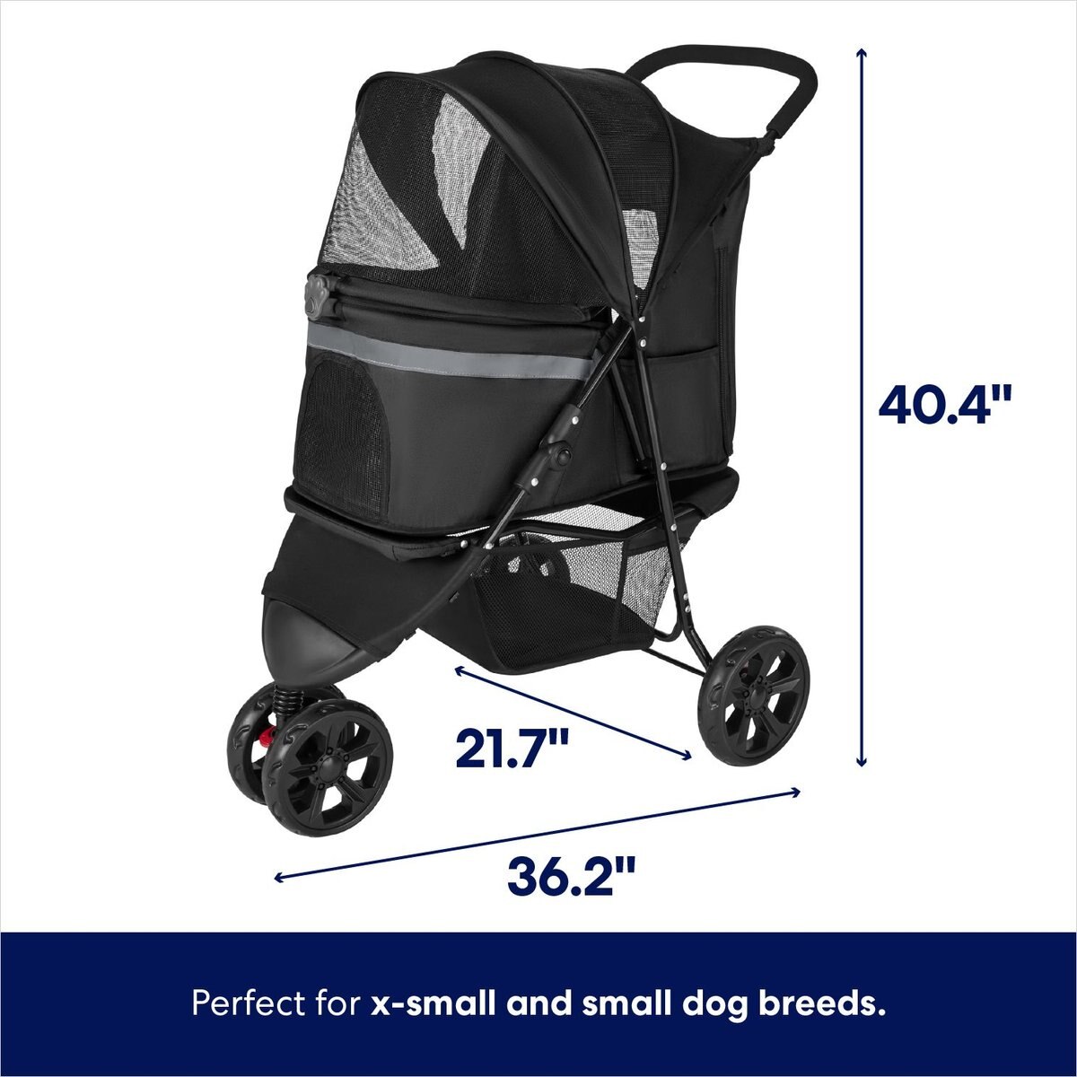 FRISCO NoZip, Collapsible Cat & Dog Stroller, Black