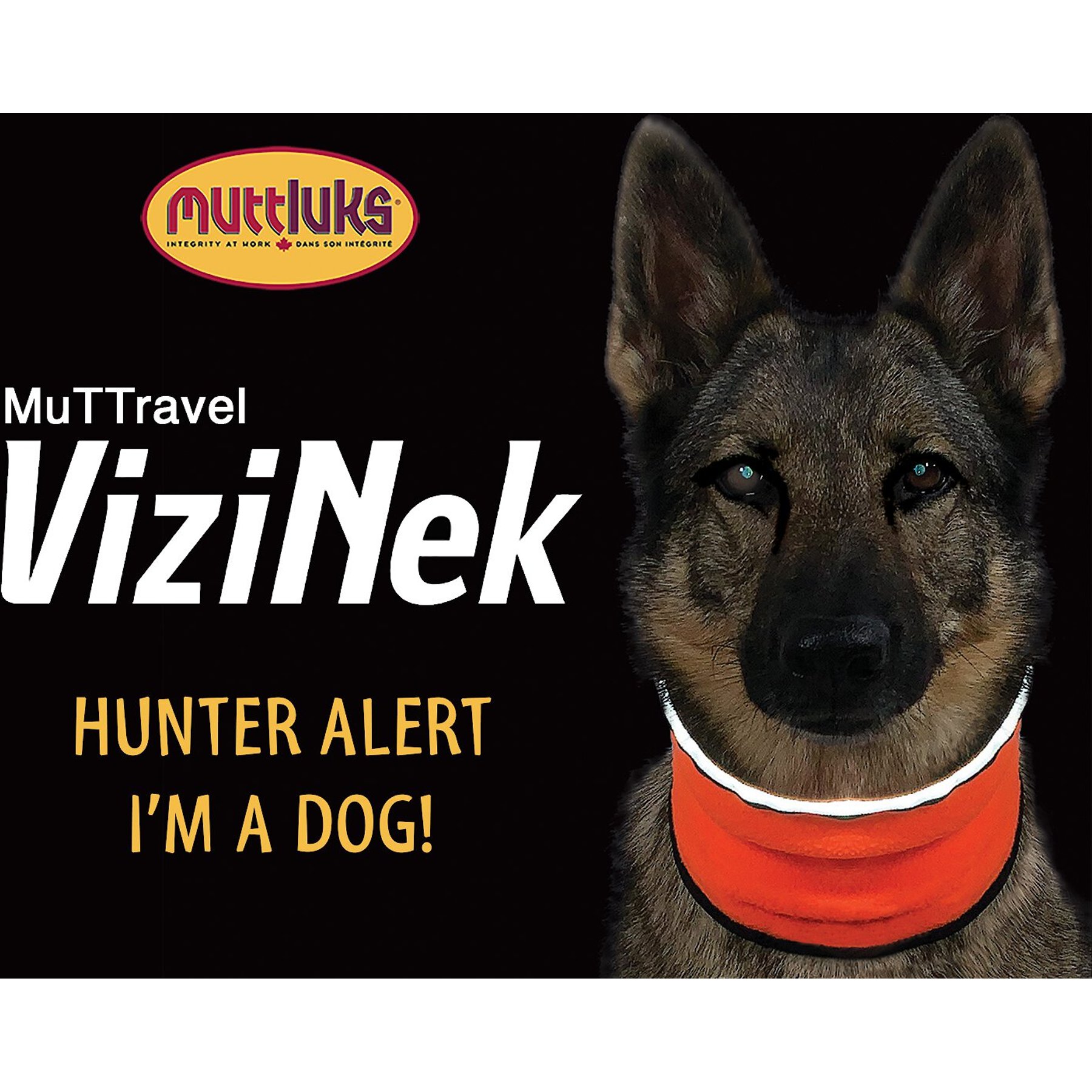 Muttluks MuTTravel ViziNek Reflective Trim Dog Gaiter, Orange, Large