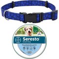 Small Seresto Flea & Tick Collar for Dogs + SecureAway Flea Collar Protector, Blue Paws, Small