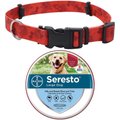 Large Seresto Flea & Tick Collar for Dogs + SecureAway Flea Collar Protector, Red Bones, Large