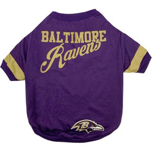 Pets First NFL Dog & Cat Stripe Slv T-Shirt, Baltimore Ravens, Small