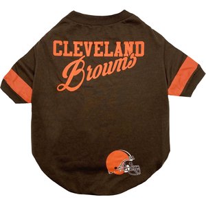 Pets First NFL Dog & Cat Stripe T-Shirt, Cleveland Browns, Medium