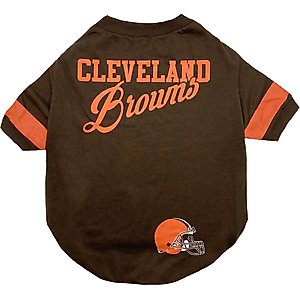 Pets First NFL Dog & Cat Stripe T-Shirt, Cleveland Browns, Small