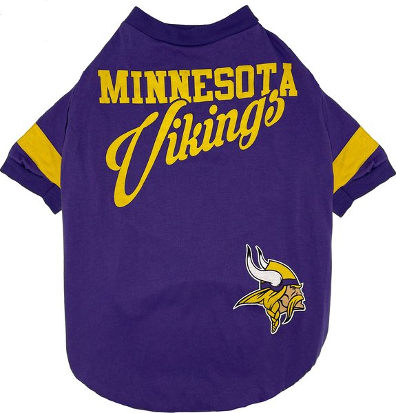 Pets First NFL Dog & Cat Stripe Slv T-Shirt, Minnesota Vikings, Small slide 1 of 2