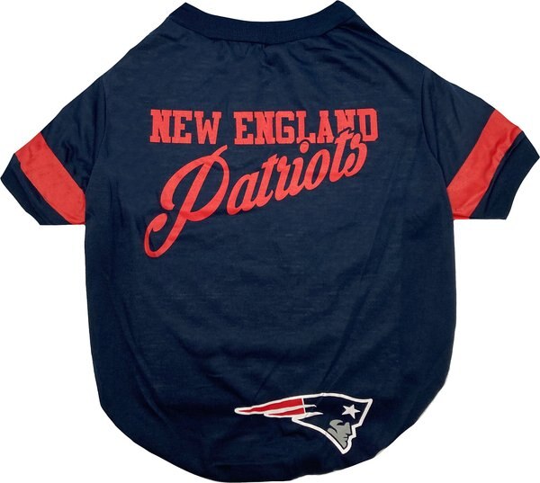 Pets First NFL Dog & Cat Stripe Slv T-Shirt, New England Patriots, Large slide 1 of 2