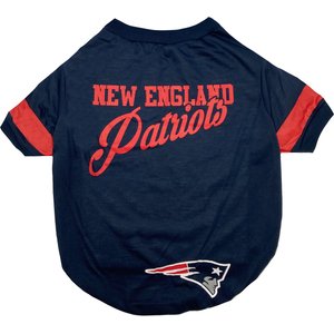 Pets First NFL Dog & Cat Stripe Slv T-Shirt, New England Patriots, Large
