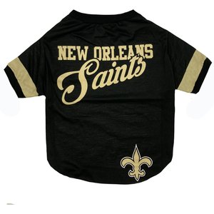 Pets First NFL Dog & Cat Stripe T-Shirt, New Orleans Saints, Small