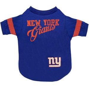 Pets First NFL Dog & Cat Stripe Slv T-Shirt, New York Giants, Medium