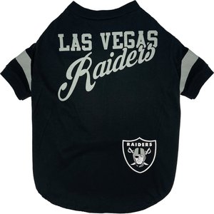 Pets First NFL Dog & Cat Stripe Slv T-Shirt, Las Vegas Raiders, Large
