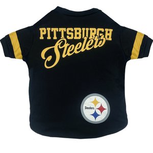 Pets First NFL Dog & Cat Stripe Slv T-Shirt, Pittsburgh Steelers, Medium