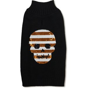 Hotel Doggy Halloween Mock Neck Skull Dog Sweater, Black, XX-Large