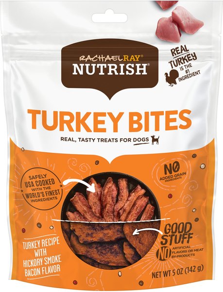 Rachael Ray Nutrish Turkey Bites Hickory Smoke Bacon Recipe Grain-Free Dog Treats, 5-oz bag slide 1 of 6