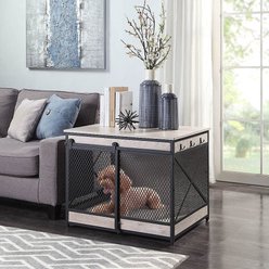 Unipaws Furniture Style Sliding Door Dog Crate, Weathered Grey, Medium