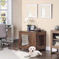 Unipaws Wooden Wire Furniture End Table Dog Crate, Walnut, Walnut, Medium