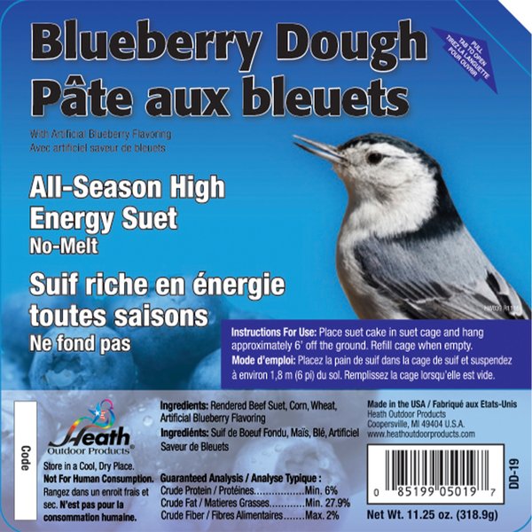 Heath Outdoor Products Blueberry Dough Suet Cake Bird Food, 11.25-oz cake, pack of 12 slide 1 of 3